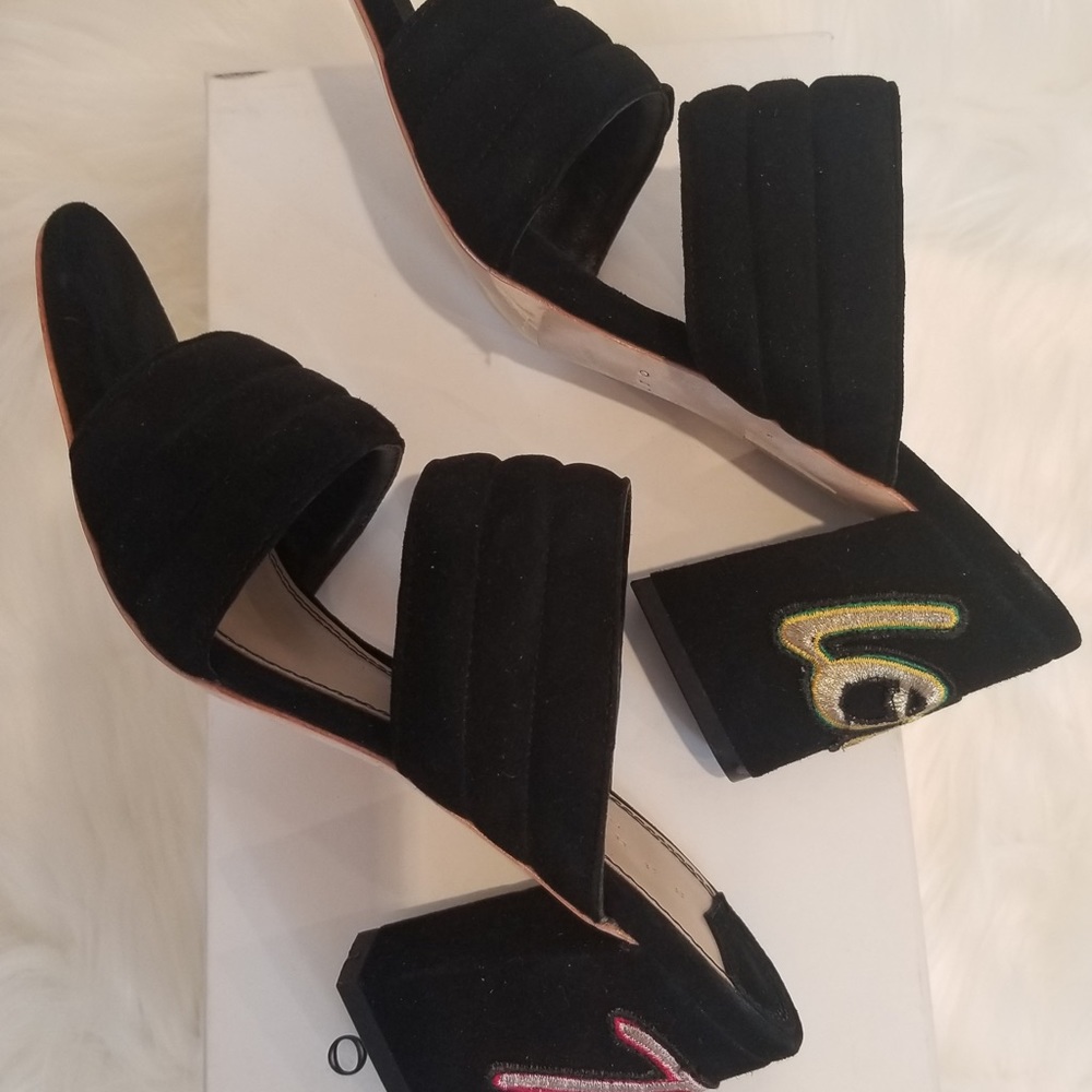 SANDRO ❤️ NIB TRUE LOVE VELVET CHUNKY HEELS SZ 9 - Picture 2 of 14